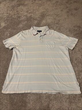 American Eagle Outfitters Pale Blue & Cream Striped Polo